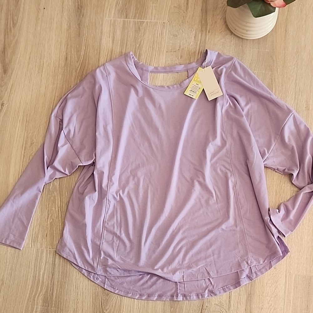 All in Motion Lavender Long Sleeve Scoop Neck Tee